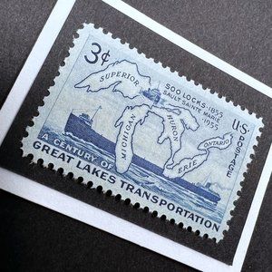 Great Lakes Framed Postage Stamp Art 4x4 USA #1069